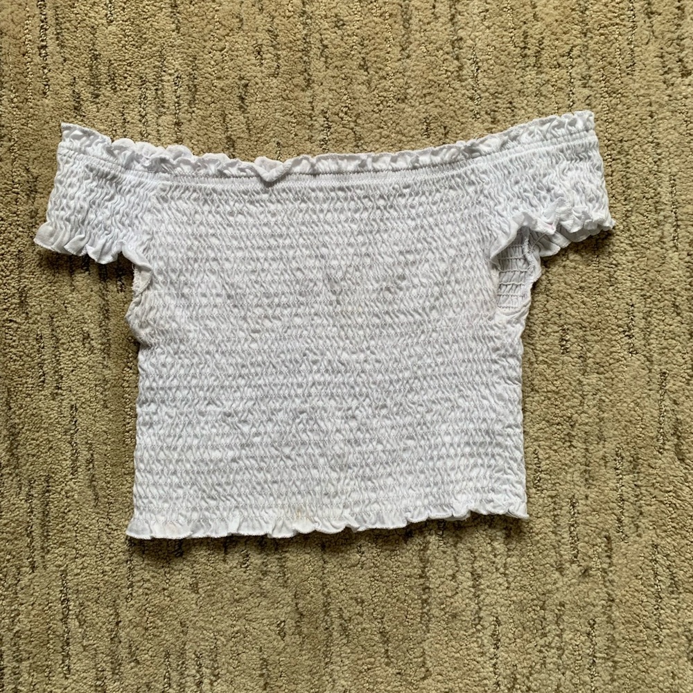 White open shoulder crop top